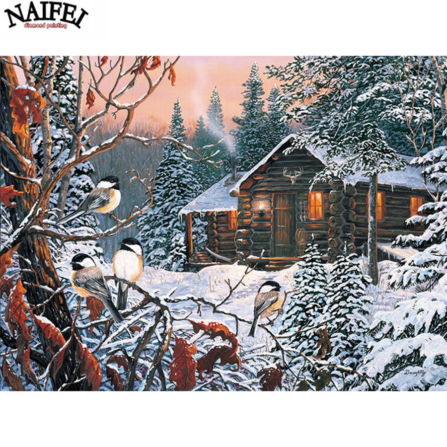 

Full square diamond 5D DIY diamond embroidery winter snow birds diamond painting Cross Stitch Rhinestone mosaic decoration