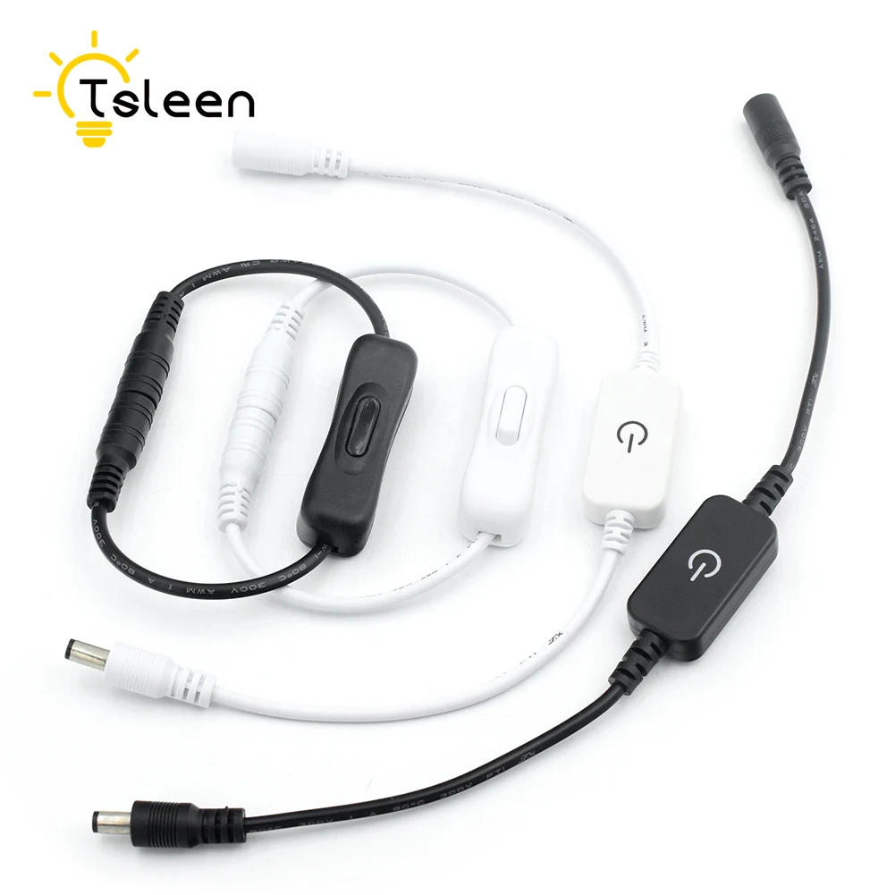 

Tsleen Lowest Price In-Line Power Switch LED Strips DC 12-24V Power Adapter Connector Inline Cable With ON/OFF Switch