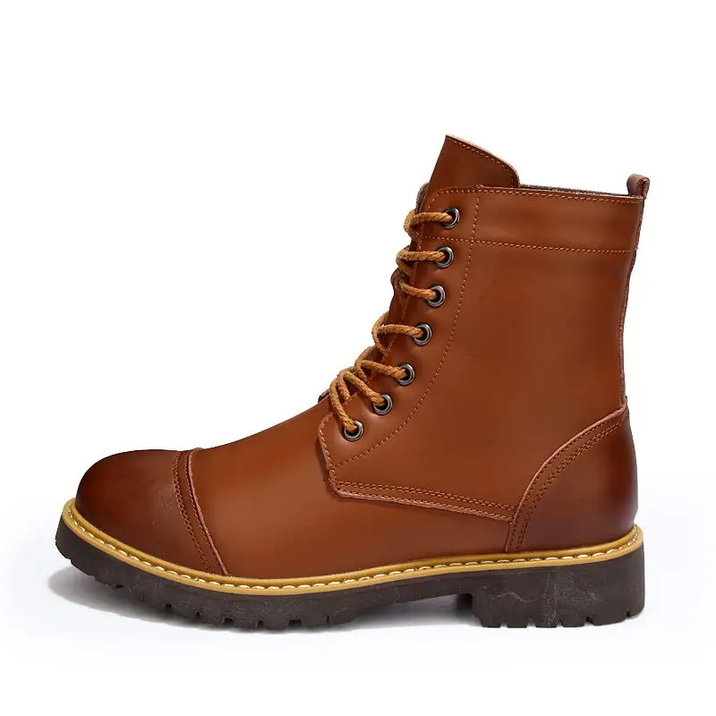 VESONAL/Новинка года; сезон осень-зима; Мужские ботинки в байкерском стиле; кожаная обувь в винтажном стиле; классические мужские повседневные ботинки; обувь - Цвет: brown