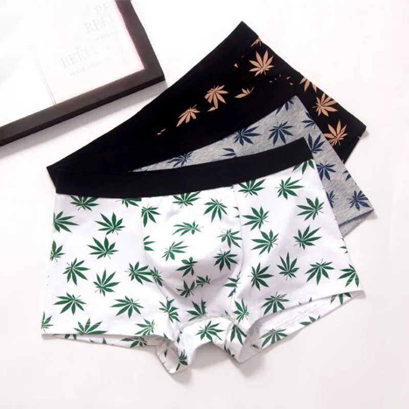 

3pcs/lot Cotton Men's Underwear Boxers Panties Maple Leaf Underpants Male Soft U Convex Boxershorts Homme Masculine Calcinha