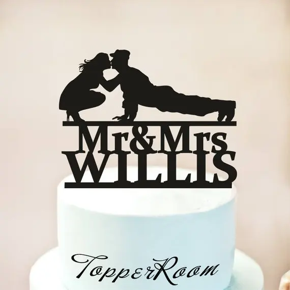

Wedding Cake Topper,Military Wedding Cake Topper,Silhouette Military Groom & Bride, Officer, Uniform Cake Topper,Welcome Home So