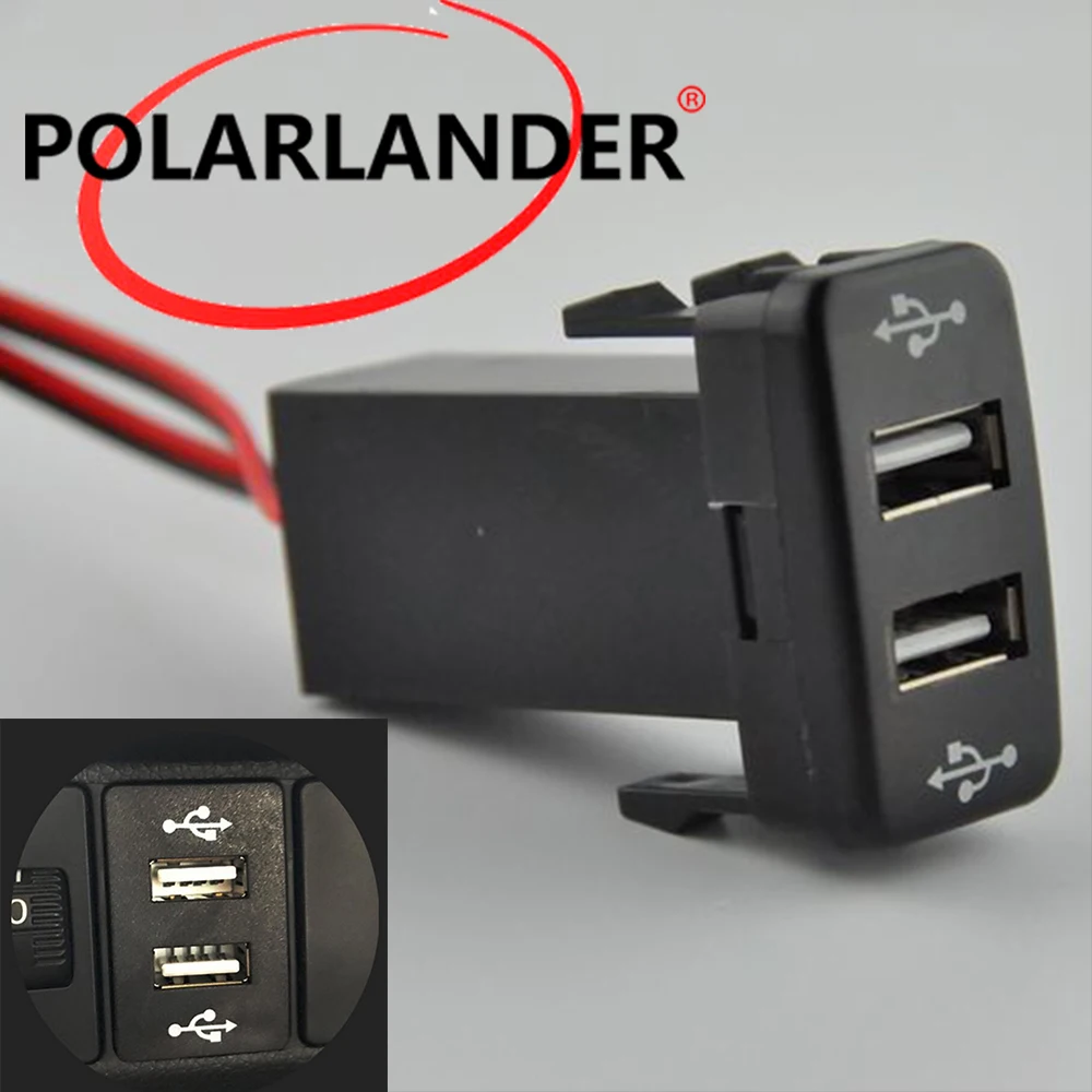 hot 12V 2.1A ABS Dual USB Car Charger Socket Dashboard Phone Charger