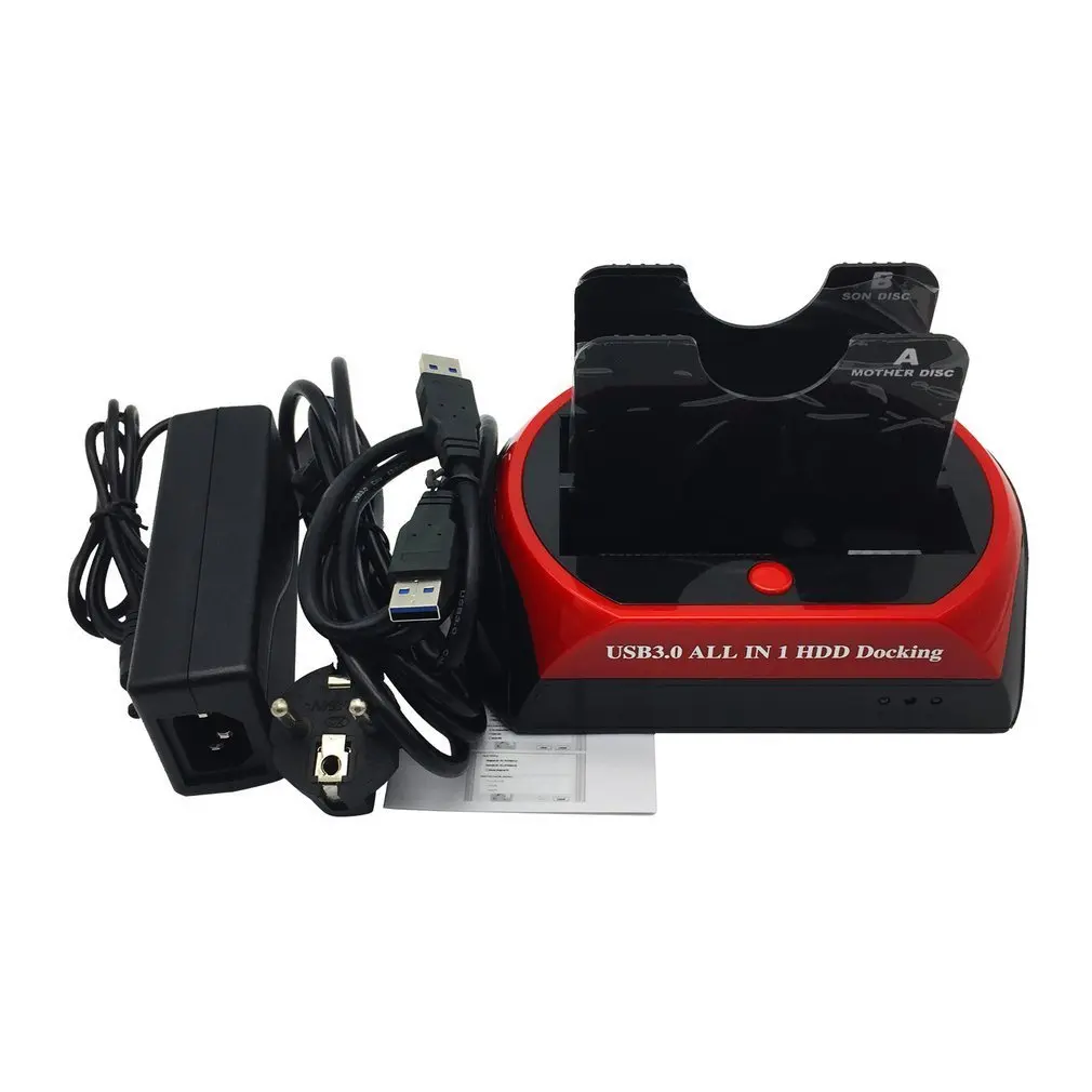 

875U3-J All in 1 HDD Docking 2.5"/3.5" USB 3.0 To Double SATA Hard Disk Dock Station High Speed Transfer With Power Adapter