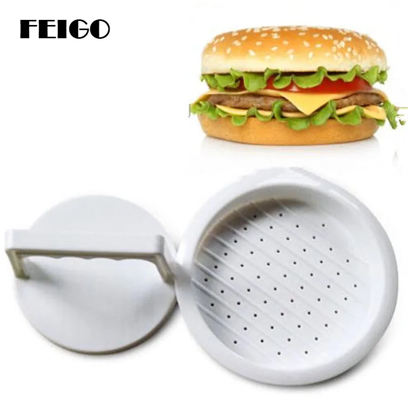 FEIGO 1 Pcs Round DIY Stuffed Burger Press Hamburger Patties Maker Beef