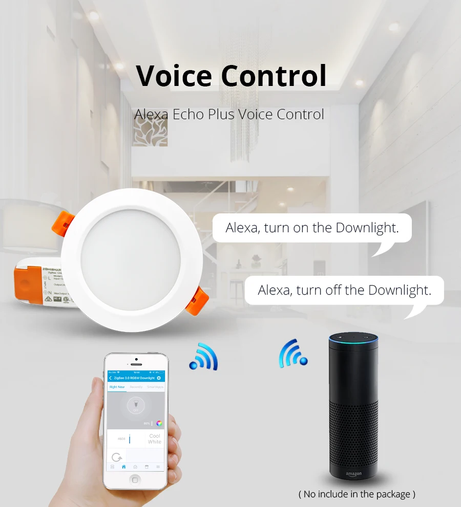 ZigBee 3,0 вниз светильник комплект Смарт RGBW светодиодный встраиваемый потолочный светильник 12 Вт совместим со смарттерами концентратор Echo plus умный светильник ing