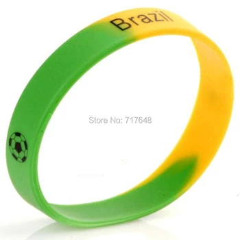 

100pcs Football Brazil wristband silicone bracelets free shipping by FEDEX