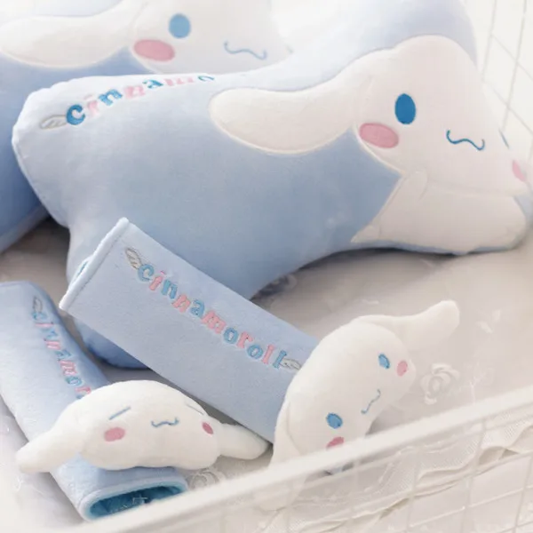 

Cute 1pair 28cm sweet big ear white dog girl plush car safety belt cover headrest Vehicle rest pacify neck pillow stuffed toy