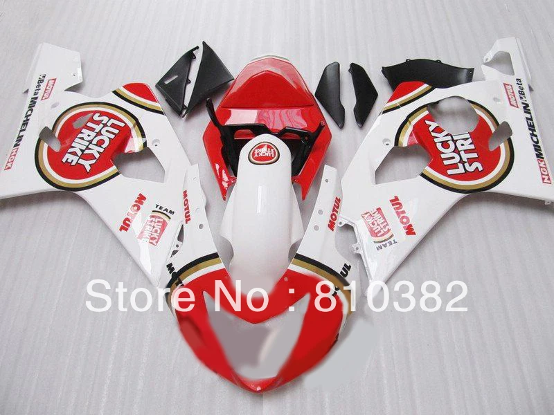 

LUCKY STRIKE Fairing kit for SUZUKI GSXR600 750 04 05 GSXR600 GSXR750 GSX-R600 750 K4 2004 2005 Red white Fairings set SW57