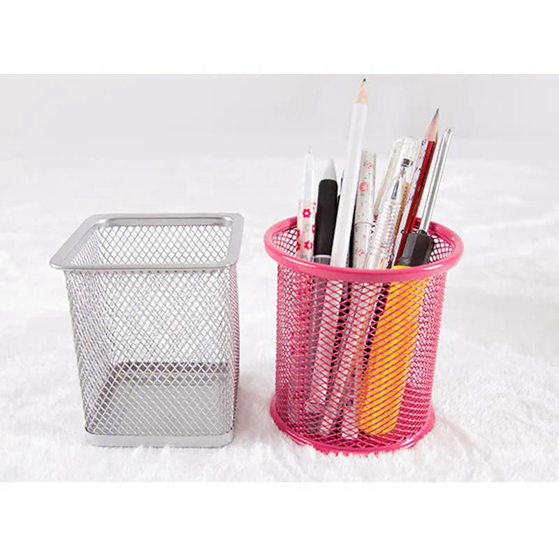 Colorful Office Desk Metal Pen Pencil Holder Makeup Brush Organizer Home Sundry Storage Box