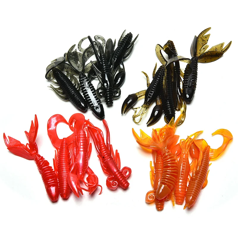 4Pc Rubber Lure Silicone Bait Protein Worm Shrimp Soft Artificial Sea