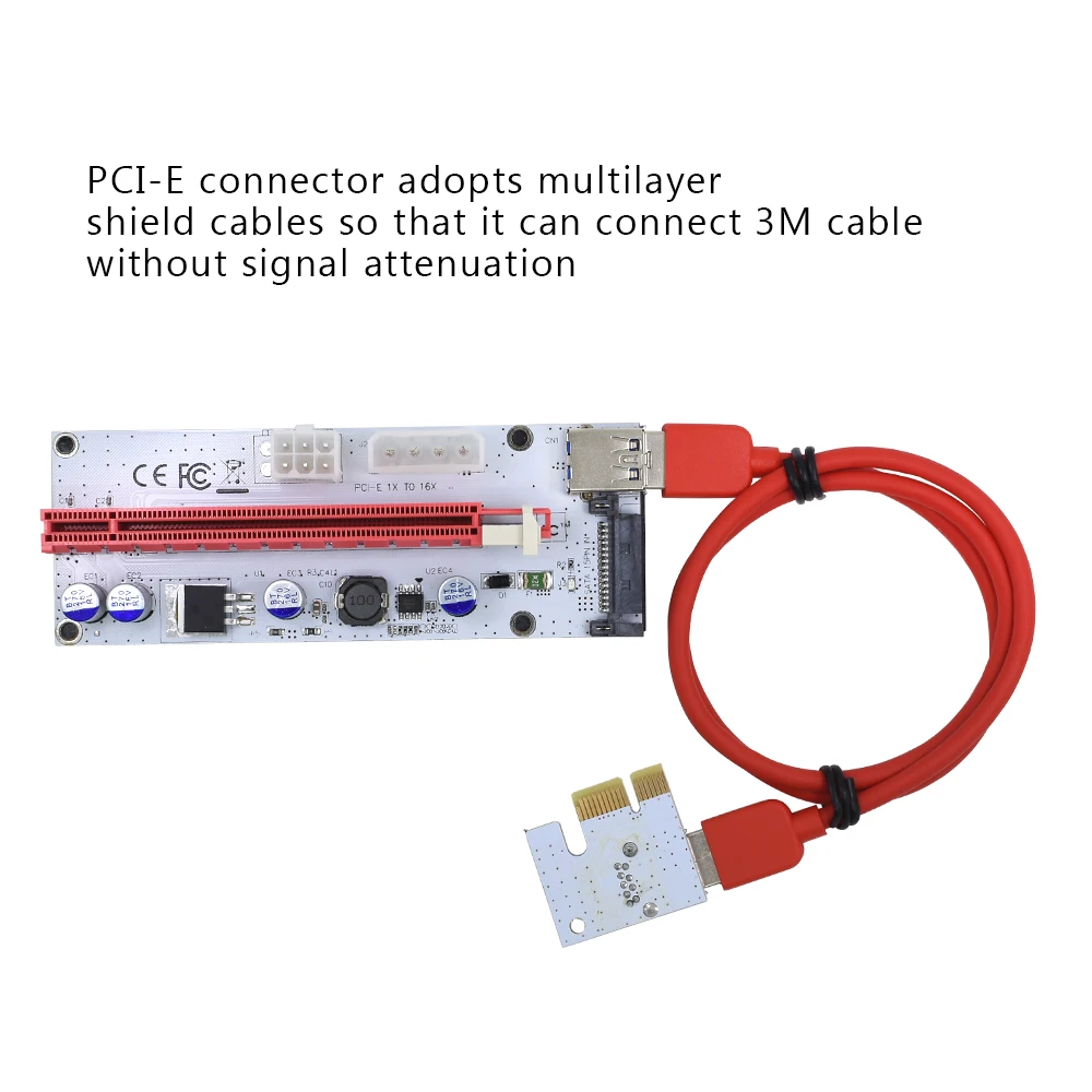 Райзер TISHRIC VER008S Molex 4 контактный SATA 6PIN PCI Express PCIE E адаптер 008s 008 1X на 16X USB3.0