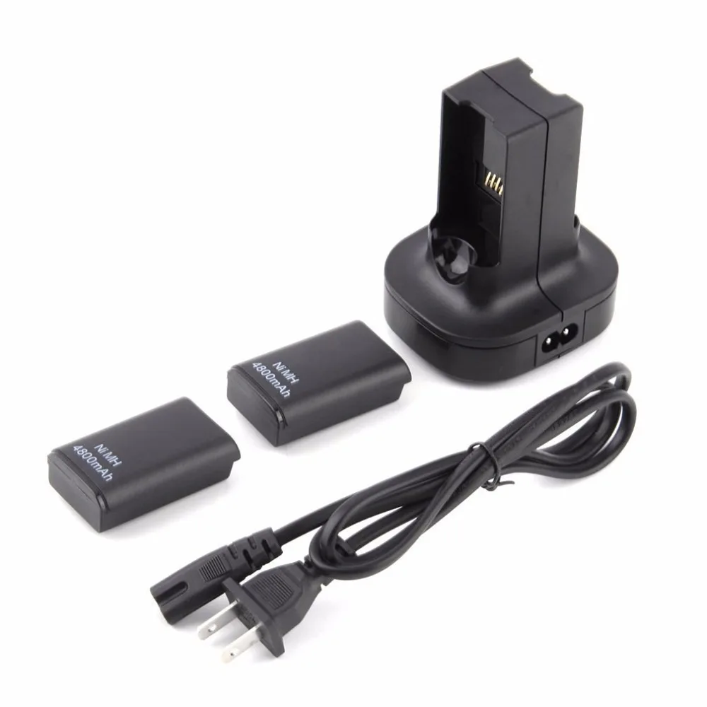 For Xbox360 Dual Charger Base Charging Station Dock 2 Rechargeable