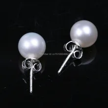 Shitou 0078 10 AAA БЕЛЫЙ 8 ММ ИСКУССТВЕННЫЙ ПРЕСНОЙ ВОДЫ ЖЕМЧУЖНОЕ СТАД СЕРЬГИ СЕРЕБРО