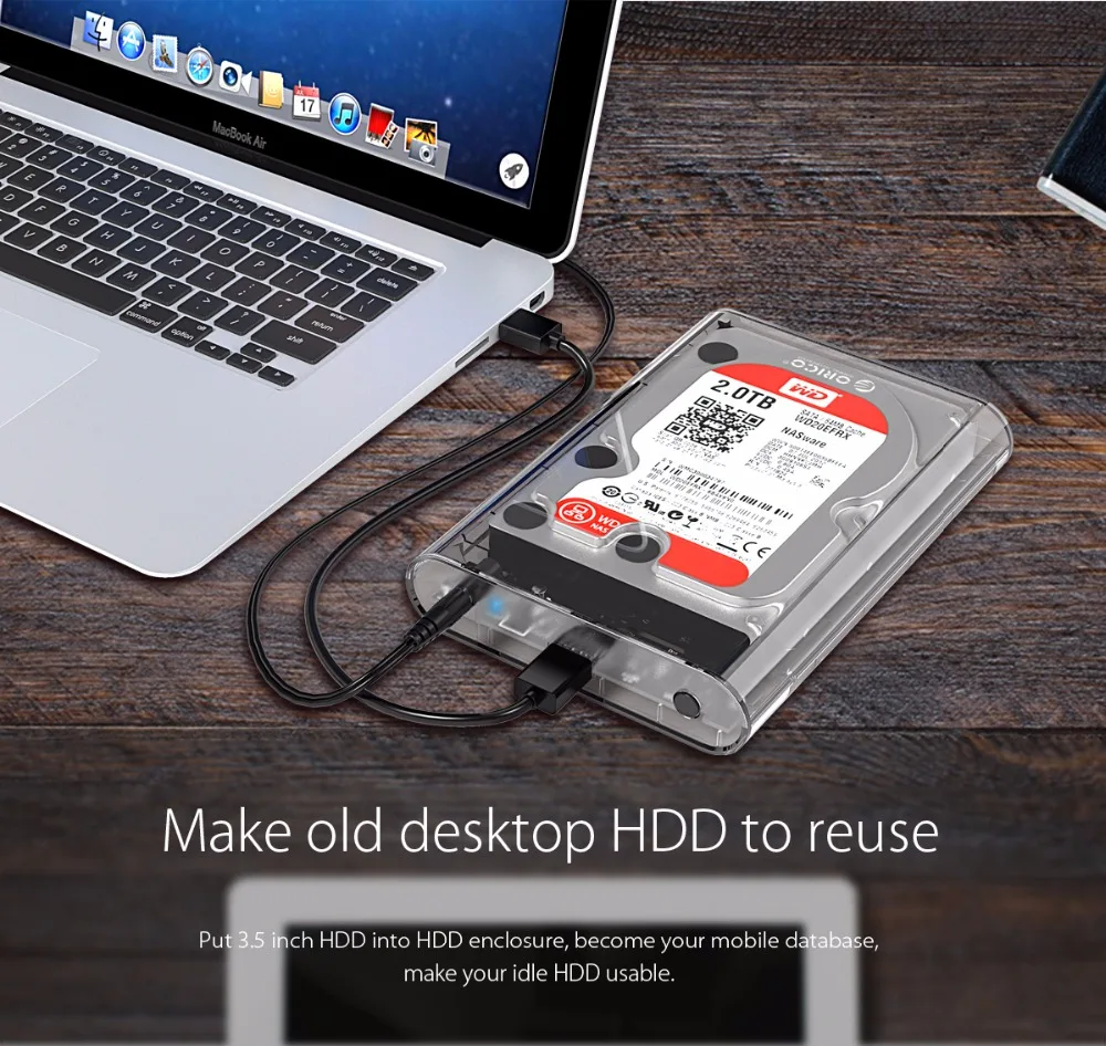 ORICO 3139U3 3,5 дюймов прозрачный корпус HDD USB 3,0 5 Гбит SATA3.0 Поддержка UASP 8 ТБ диски для Тетрадь Настольный ПК