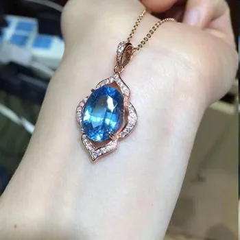

Qi Xuan_Blue Stone Simple Elegant Pendant Necklace_Real Blue Stone Necklace_Quality Guaranteed_Manufacturer Directly Sale