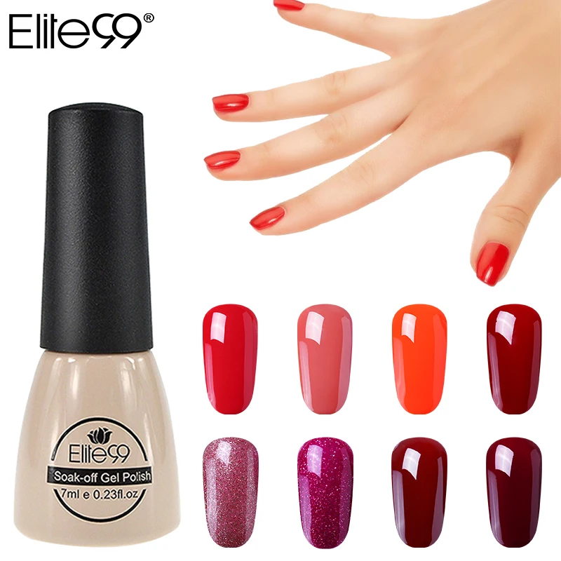 Elite99 Wine Red Pure Color 7ML Gel Nail Polish 16 COLORS UV&LED Lamp