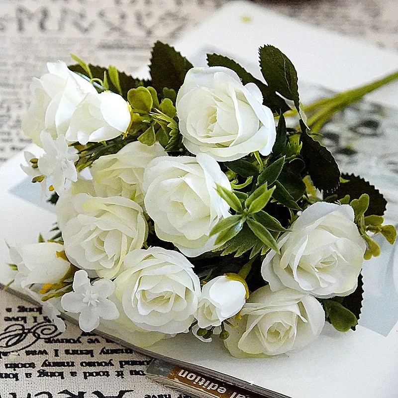 16 29 De Réductionjarown Artificielle Petit Roses Bouquet De Fleurs De Soie Décoratif Fleurs Table Organiser Pour Le Mariage Accueil Parti