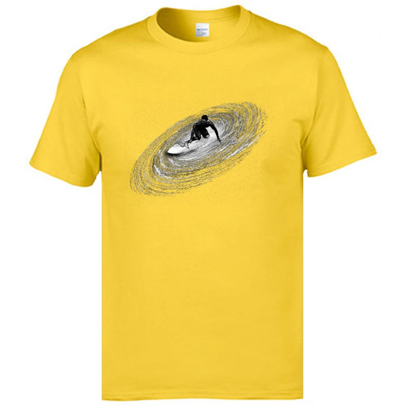 Galaxy Surfer NEW YEAR DAY Cotton Crew Neck Tops Tees Short Sleeve 3D Printed Clothing Shirt Special Design T-Shirt Galaxy Surfer yellow
