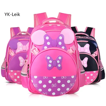 

2018 European and American famous children cartoon school bags for girls Dotted printing bowknot school backpack mochila escolar