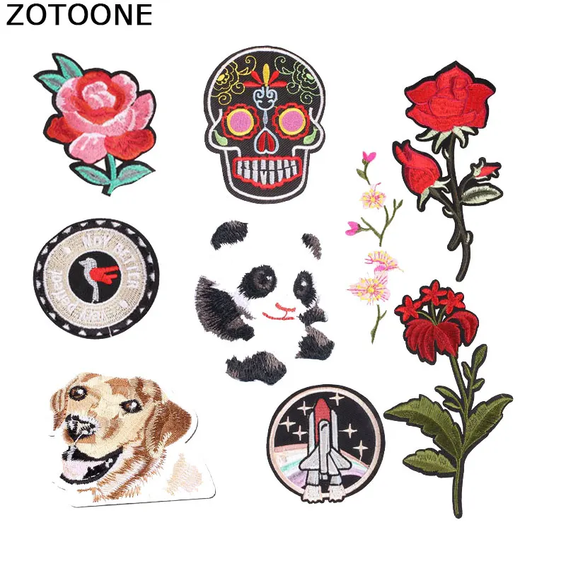

ZOTOONE Skull Punk Morale Tactical Stripes for Clothes Rose Alien Embroidered Patch Applique Iron Patches for Clothing Diy E