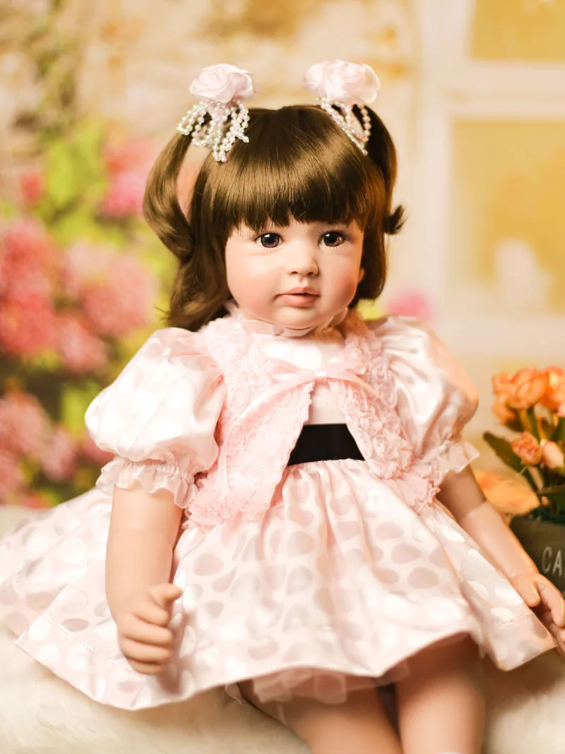 

Latest new Lifelike 24 Inch Reborn Baby Dolls Silicone Vinyl Babies Doll Girl Toys Looks Like Pink Princess bebe Reborn dollmai