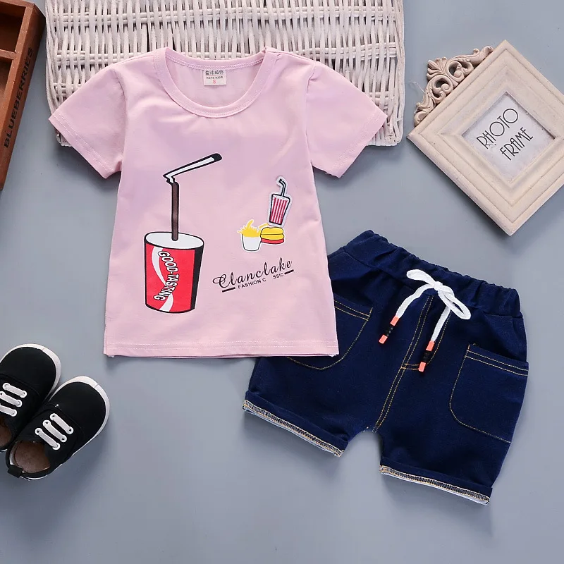 BibiCola baby boys summer clothes set infant clothing letter t shirt