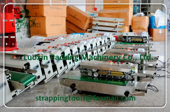 Horizontal Vertical Portable Stainless Steel Tilt Head Continuous Band Sealers Rapid Tabletop Free Standing Benchtop Band Sealer with Dry Ink Coding9