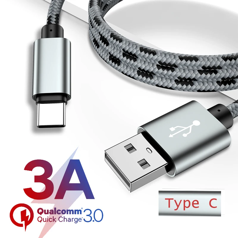 

USB Type C 3A Data Cord Cable For Xiaomi Mi 9 8 6 Samsung S8 S9 Note 8 USB C Android Mobile phone Type-C Charge Wire USB-C Cable