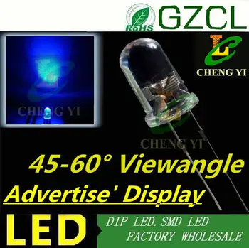 

(Epistar chip)45-60 degree 5mm led lightbox DIP Blue LED 8000-10000mcd advertising led diode