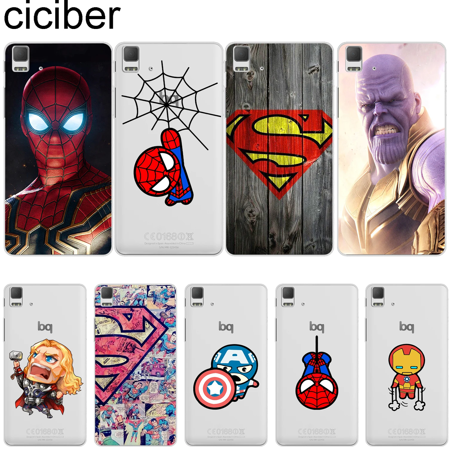 

ciciber Marvel for BQ Aquaris C U2 U X5 V VS X2 X Plus Lite Pro E5 M5 M5.5 E4.5 M4.5 FHD Soft Silicone Phone Cases Cover Clear