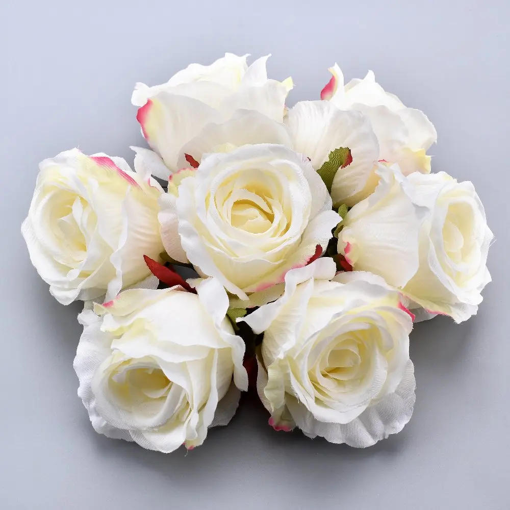 30PCS Large Silk White Roses Artificial Flower Head For Wedding Decoration DIY Wreath Gift
