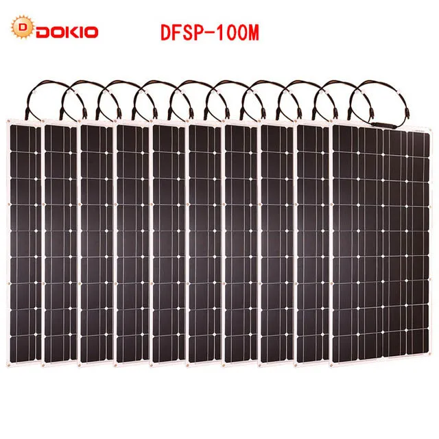 Dokio Гибкая солнечная панель 100 Вт монокристаллическая солнечная батарея 200 Вт 400 Вт 600 Вт 800 Вт 1000 Вт комплект солнечных панелей для RV/лодки/домашней системы