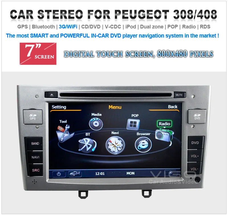 Latest S100 Car Stereo GPS Navigation for Peugeot 308 408 Multimedia