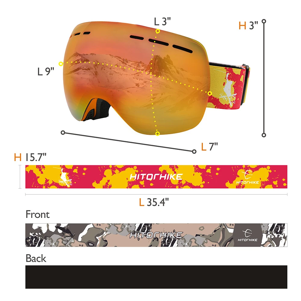 Hitorhike merk skibril dubbele lagen غروت تزلج uv400 مكافحة condens المقنع bril skien mannen vrouwen sneeuw الجليد نظارات