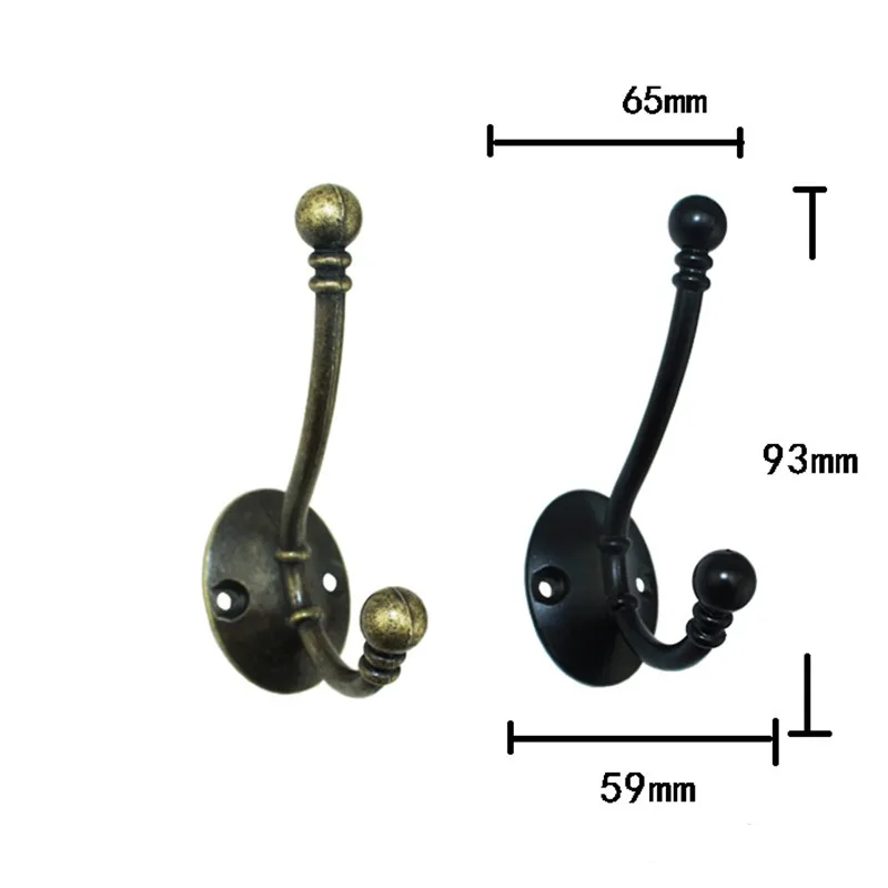 

Wall Hooks,Clothes Hat Bathroom Apartments Hook With 2 Holes,Zinc Alloy,Bronze Tone/Black