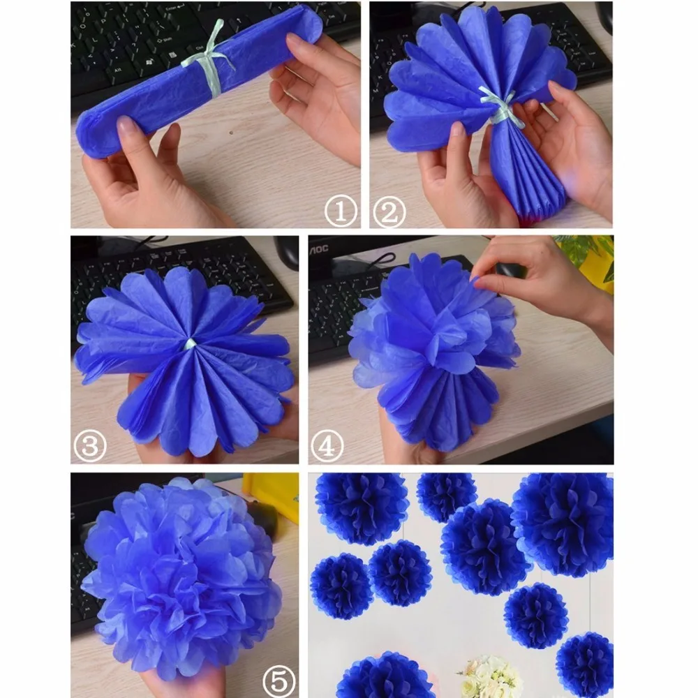 misu 10 navy blue tissue pom poms diy tissue paper flowers for