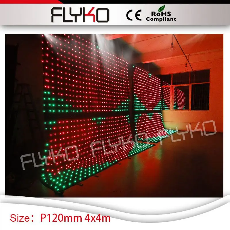 

4mtr*4mtr indoor flexible led soft dj club backdrop stage P12cm video lighting curtain