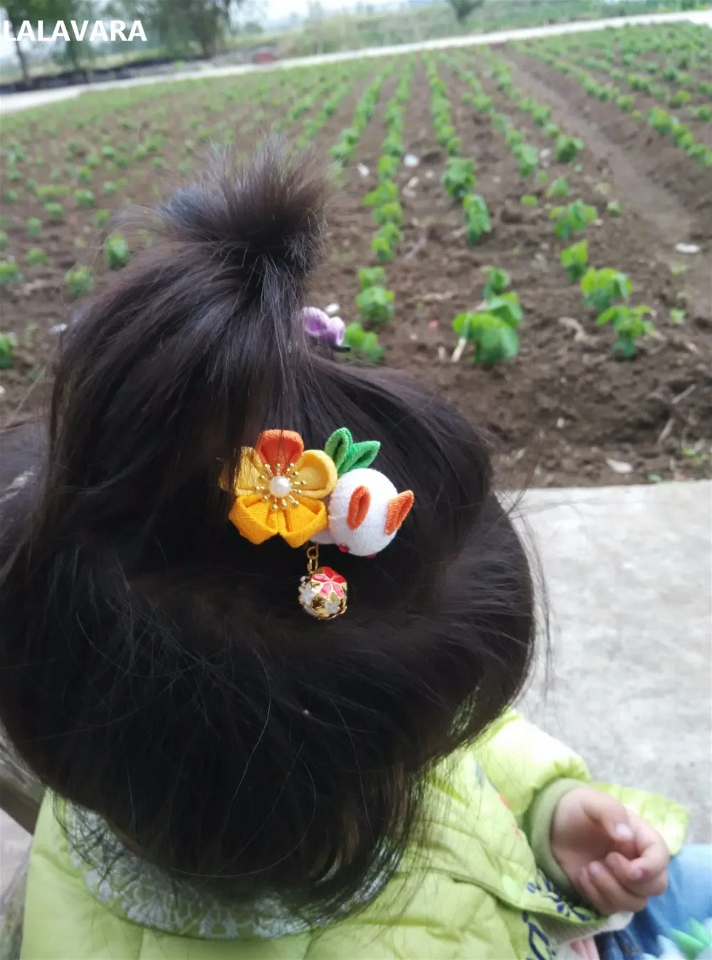 LALAVARA 1 комплект на заказ Сакура кролик канзаши зажимы азиатские девушки цветок шпильки для волос оранжевый зеленый желтый синий фиолетовый