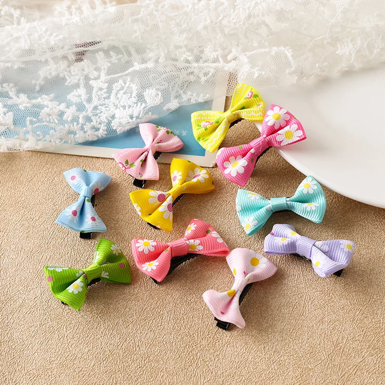 10pcs bowknot kids baby children hair clip bow pin barrette hairpin