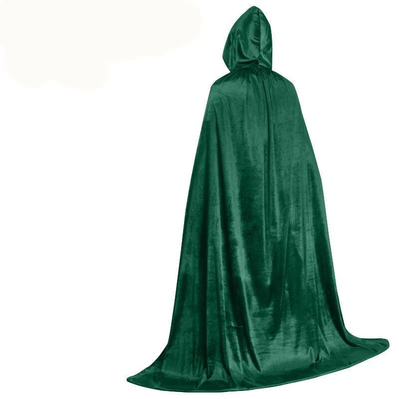 Adult Child Black Velvet Hooded Vampire Cape Cape Halloween Party Cloak Size S-L Cosplay Death Gothic Heroic Kids Cloak (5)