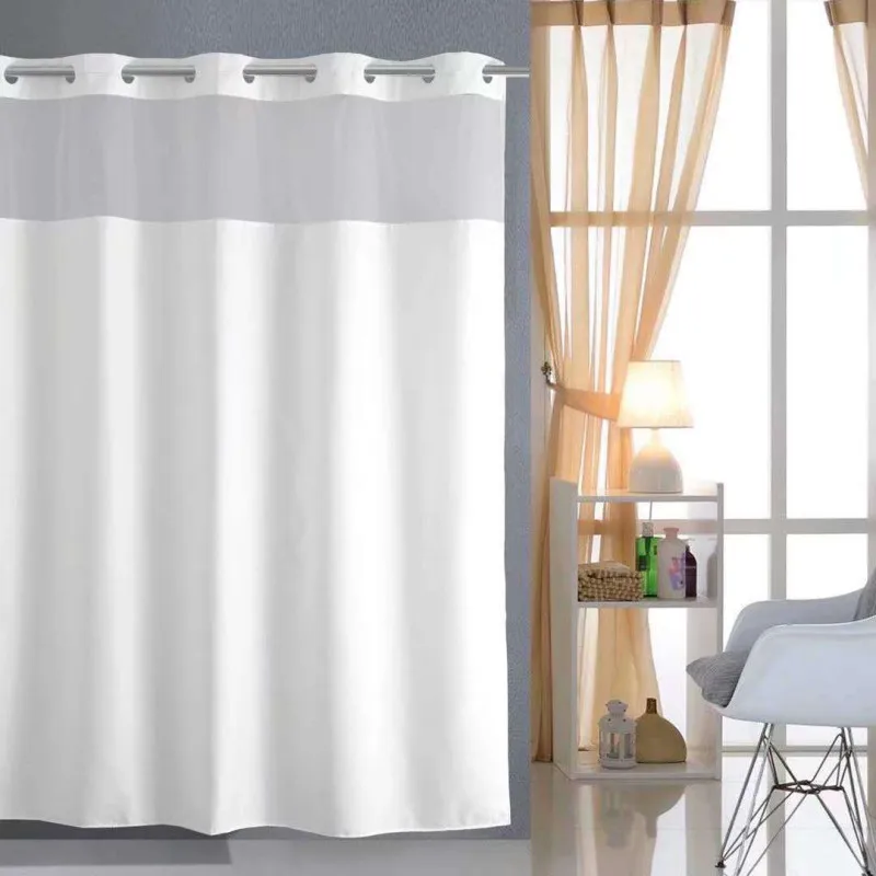 High-end Hotel Polyester Shower Curtain Household Thickening Large Ring With Yarn Bathroom Curtain Bathroom Partition Curtain