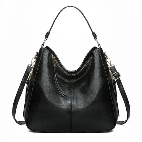 Винтажные коричневые женские кожаные сумочки роскошные дизайнерские сумки на плечо высококачественные брендовые сумки через плечо для женщин Bolso WM08 - Цвет: Black
