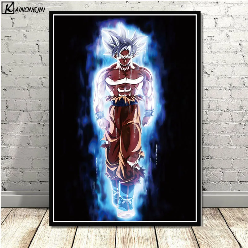 Dragon Ball Z плакат Wall Art супер Goku Ultra освоить Холст Плакаты с живописью и принты комнаты декорации Декор для дома - Цвет: 006