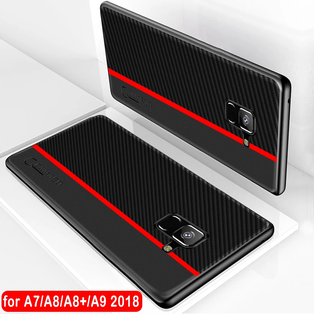 Для Samsung Galaxy A7 2018 чехол из углеродного волокна Текстура кожаный защитный для A9 A8