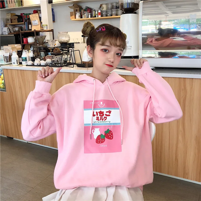 Harajuku мода плюс Velevt Для женщин толстовки милые коровье молоко коробка с