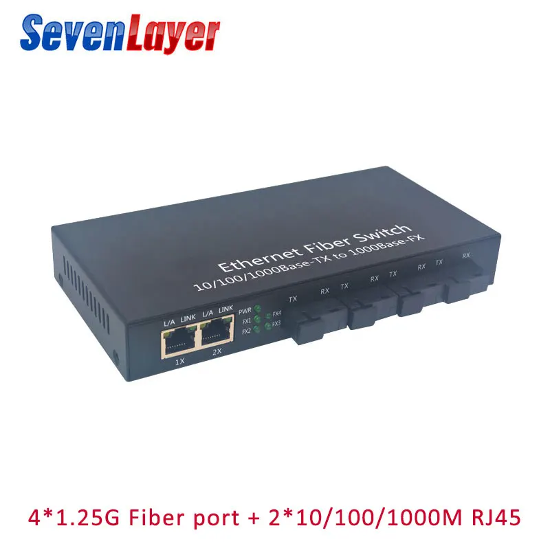 Оптоволоконный оптический коммутатор 4 1,25G SC 2 1000 M RJ45 промышленный гигабитный Ethernet коммутатор одиночный режим одиночное волокно