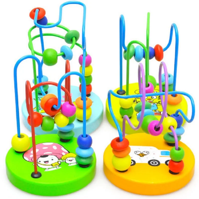 

High Quality Baby Montessori Enlightenment Wooden Toys Wooden Circles Bead Wire Maze Roller Coaster Wood Puzzles Kid Toy J75