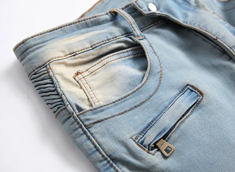 2019 летний топ мужские джинсовые шорты, голубой цвет модные дизайнерские короткие рваные джинсы для мужчин джинсовые шорты по колено