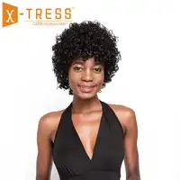 Afro Kinky Curly Ombre Black Brown Color Human Hair Wigs For Africa American Women X-TRESS Brazilian Non-Remy Short Bob Hair Wig