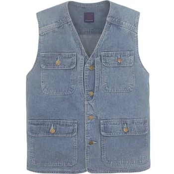 

Fashion Jeans Denim Vest for Men Leisure Waistcoat Outdoor Cotton Vest with Multi Pocket Sleeveless Jacket Man Clothes Plus Size